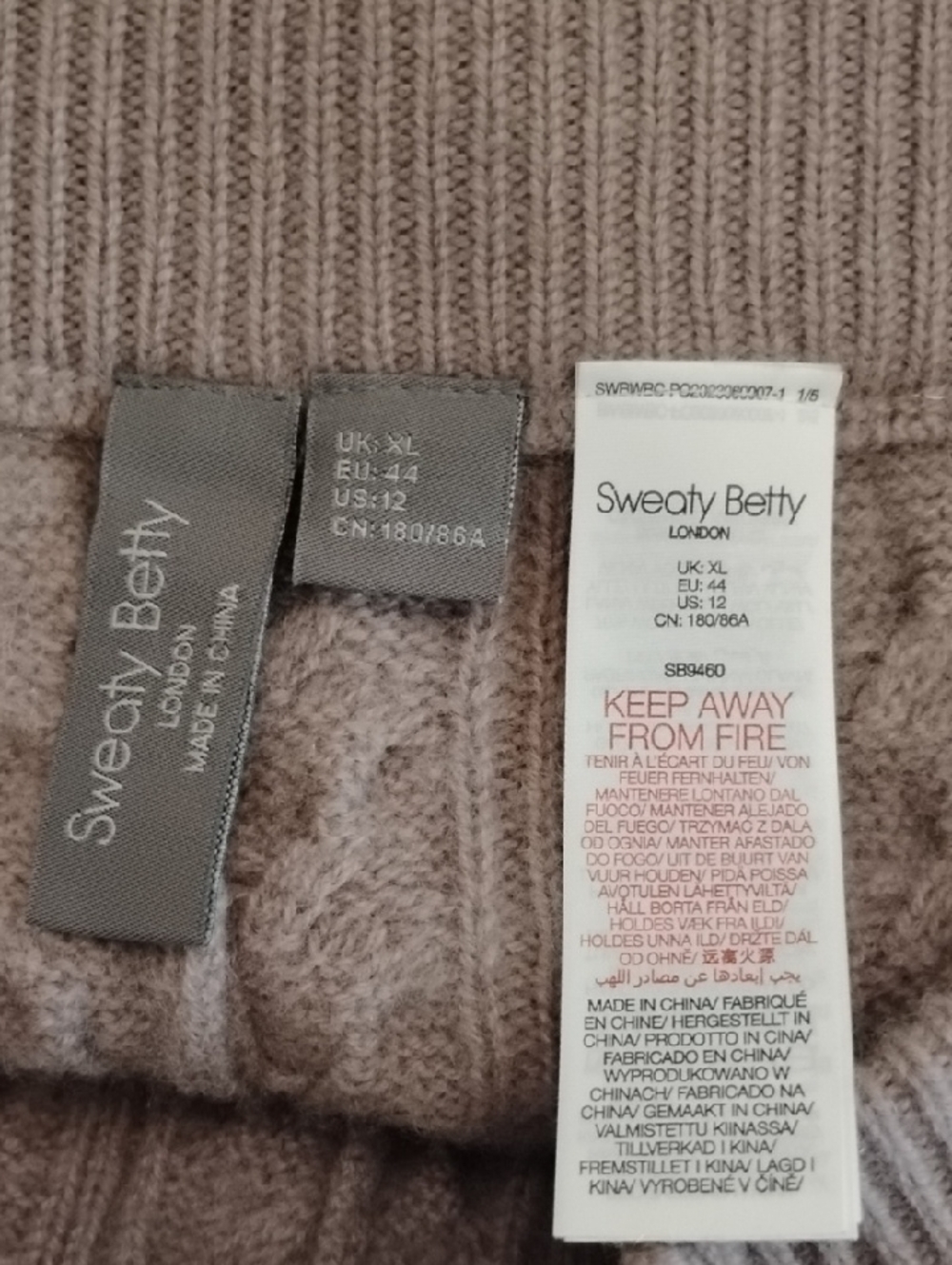 Sweaty Betty Wool Cashmere Cable Knit Shorts - Mauve Taupe - Picture 4 of 5